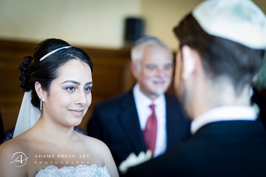 portrait of the touched bride at the ceremony