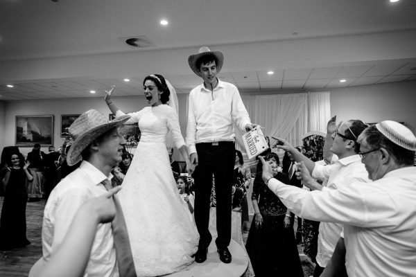 jewish just married couple on theirs wedding party