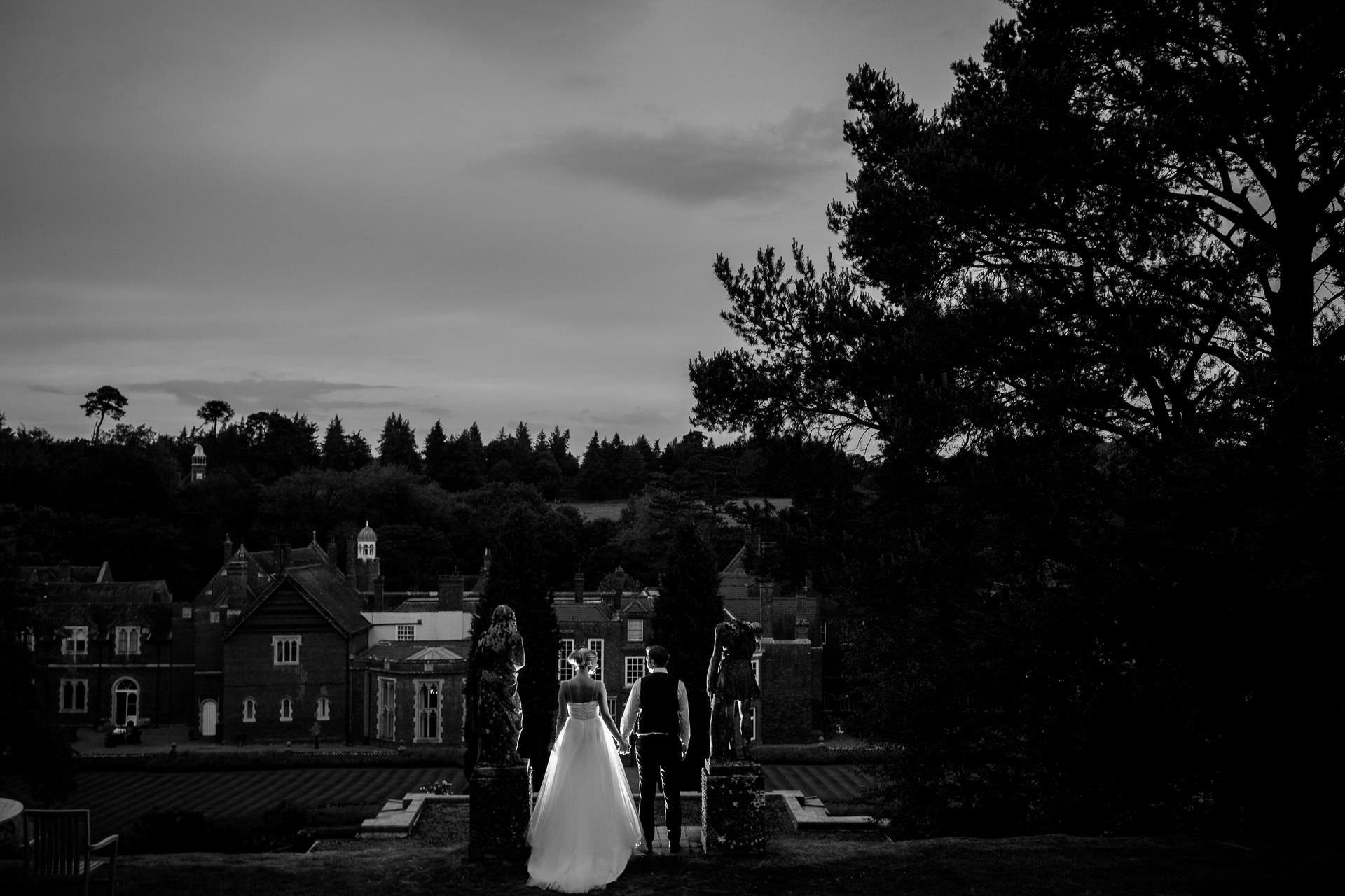 Wotton House wedding evening photo shoot with the view on the venue