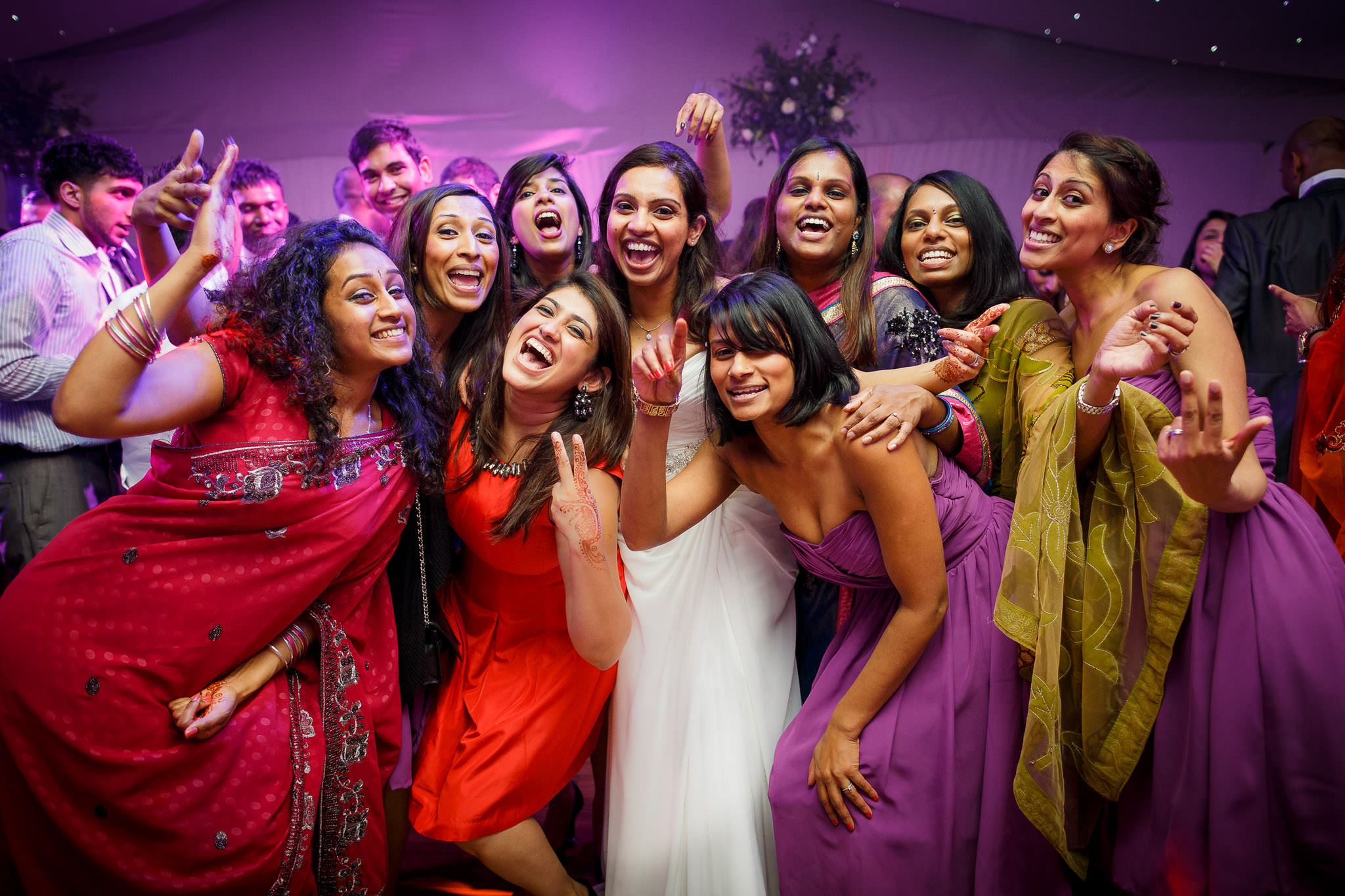 Tamil Bride and her Bridesmaids having fun at wedding party