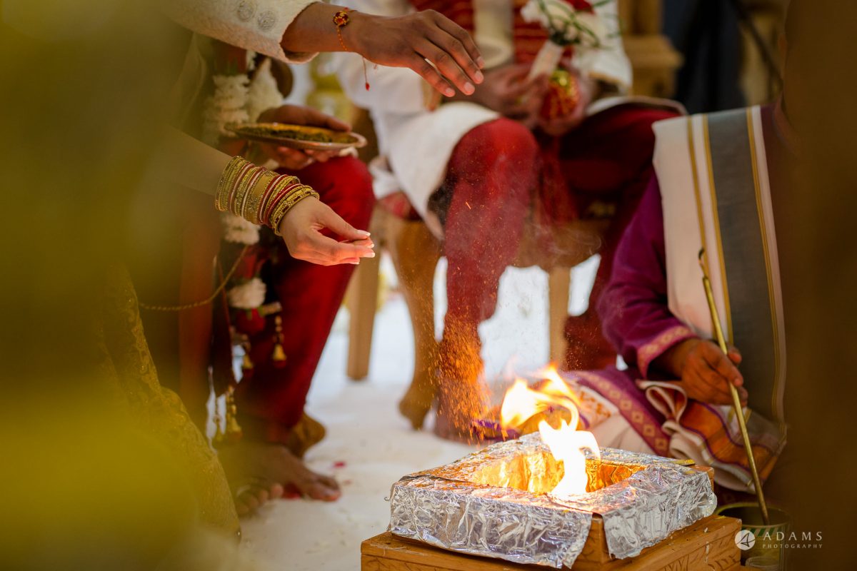 Hilton London Syon Park Asian Wedding hindu ceremony fire rice