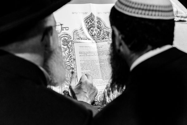 Jewish Rabin Reading Ketubah Before Jewish Wedding Ceremony