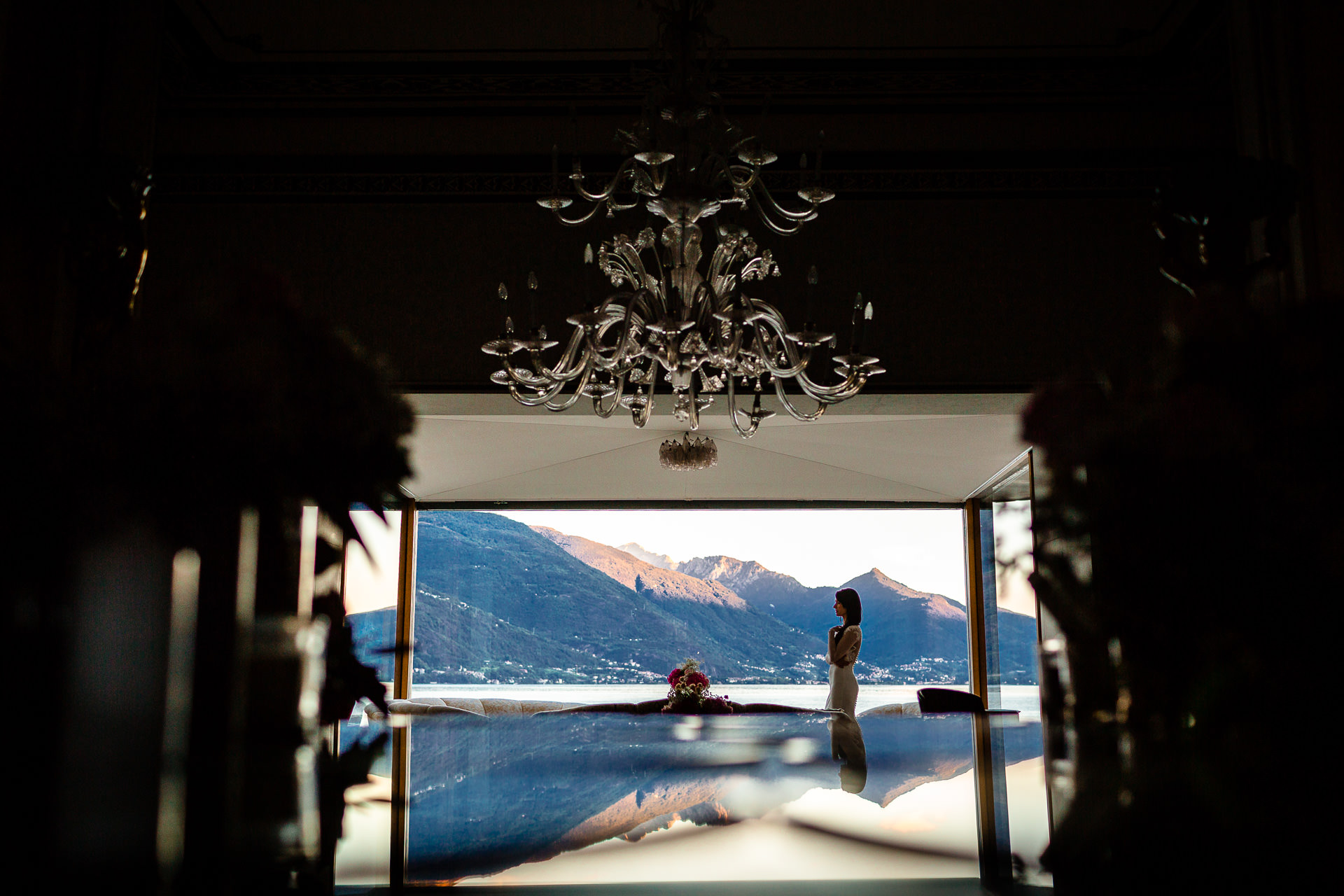 destination wedding photographer bridal portrait by Lake Como