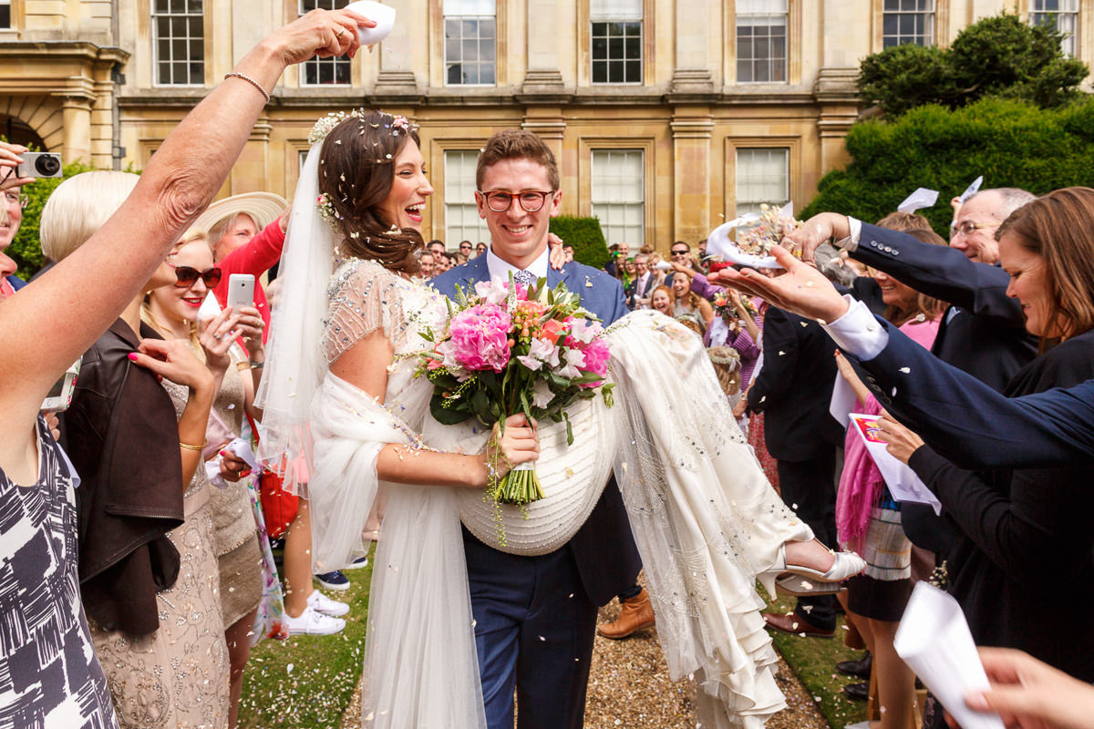 Best wedding photographer London UK confetti shot