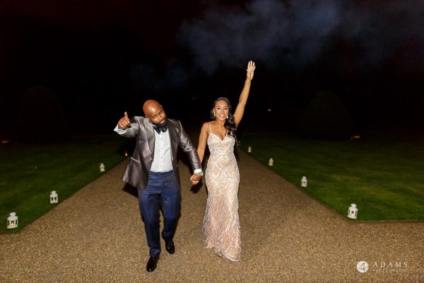 syon park house wedding couple walks after fireworks