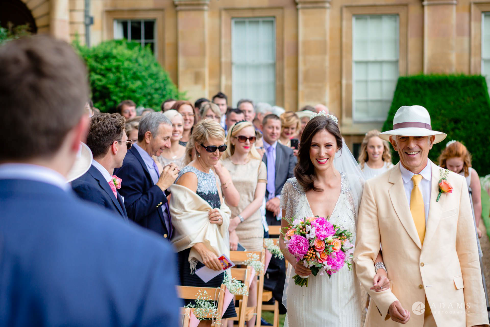 Cambridge wedding photographer bride walks down the aisle