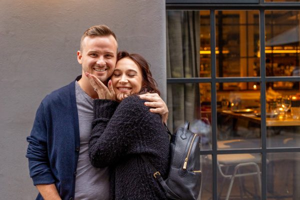 Moments of excitement after the surprise proposal in London