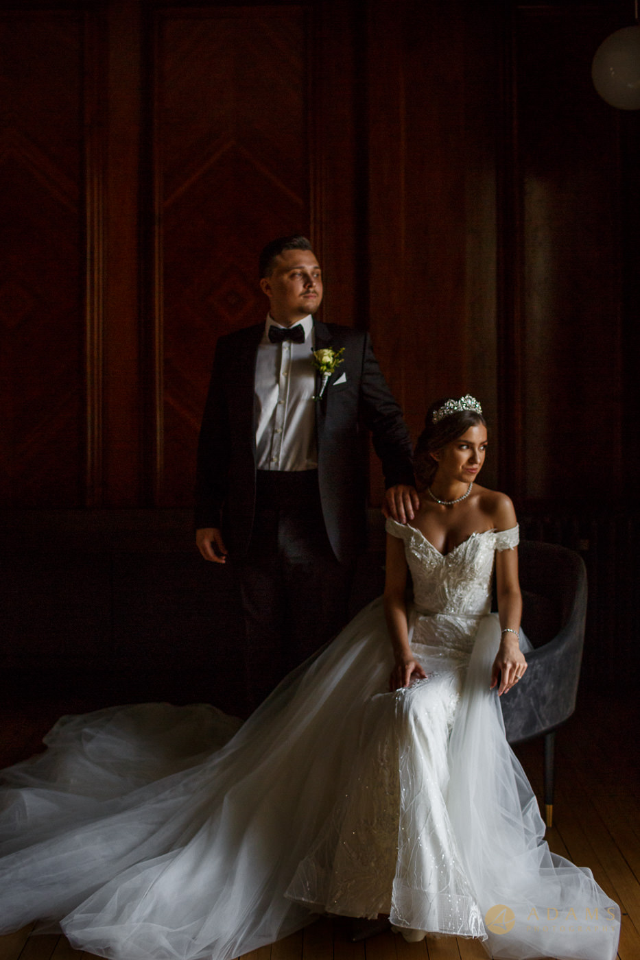 Bride and Grooms posing in the Paddington Room