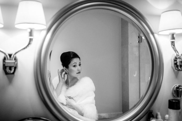 bridal portrait at her wedidng in Savoy hotel in London