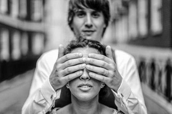 Brie and groom photo portrait at the Middle temple in London wedding