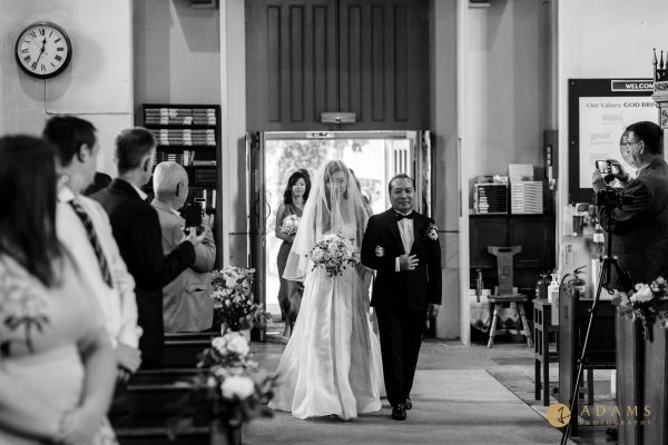 Compleat Angler Wedding Photographer father of the bride walking down the aisle