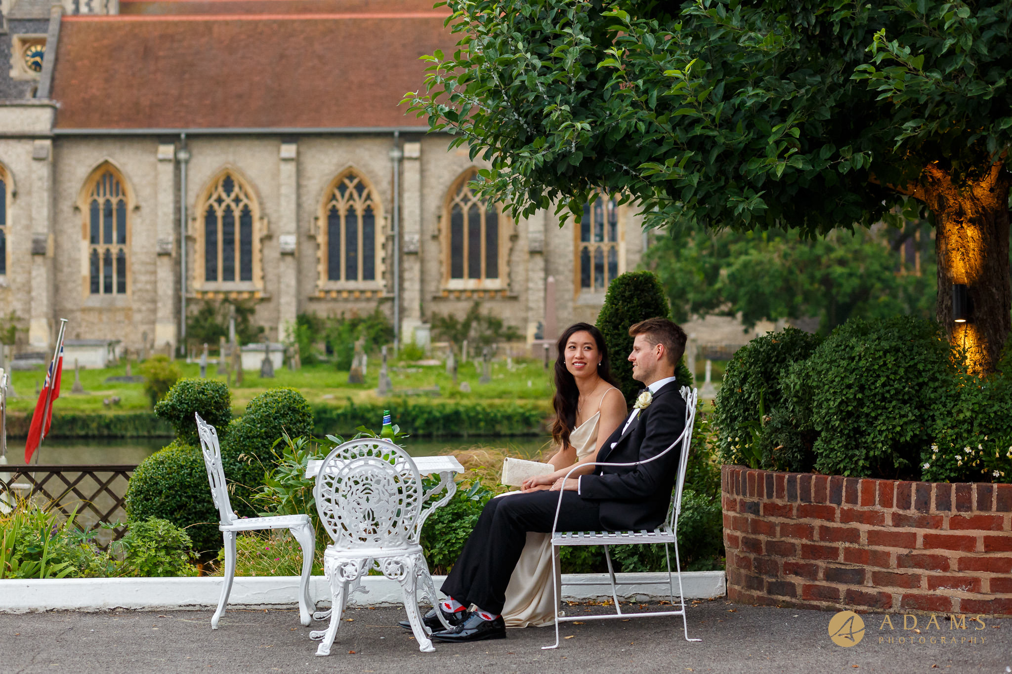 Portrait of the newlyweds at Compleat Angler Hotel
