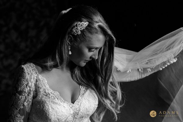 portrait of the bride at Great Fosters Hotel Wedding
