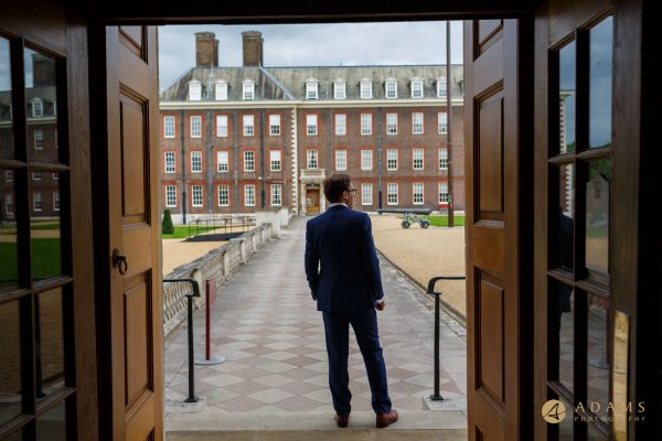 Groom looking at the courtyard Royal Hospital Chelsea