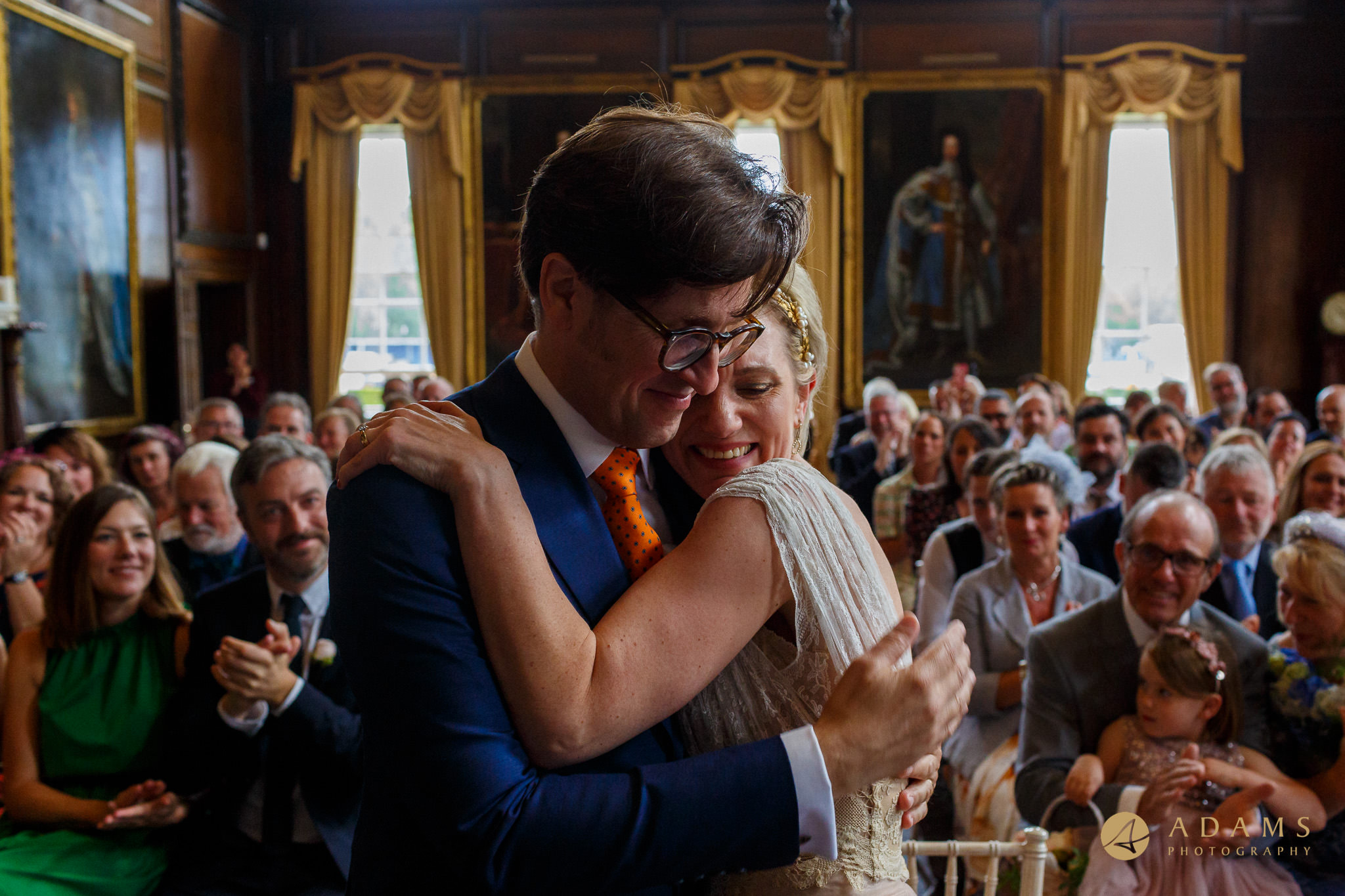 Bride and groom hug at Royal hospital Chelsea wedding Photographer