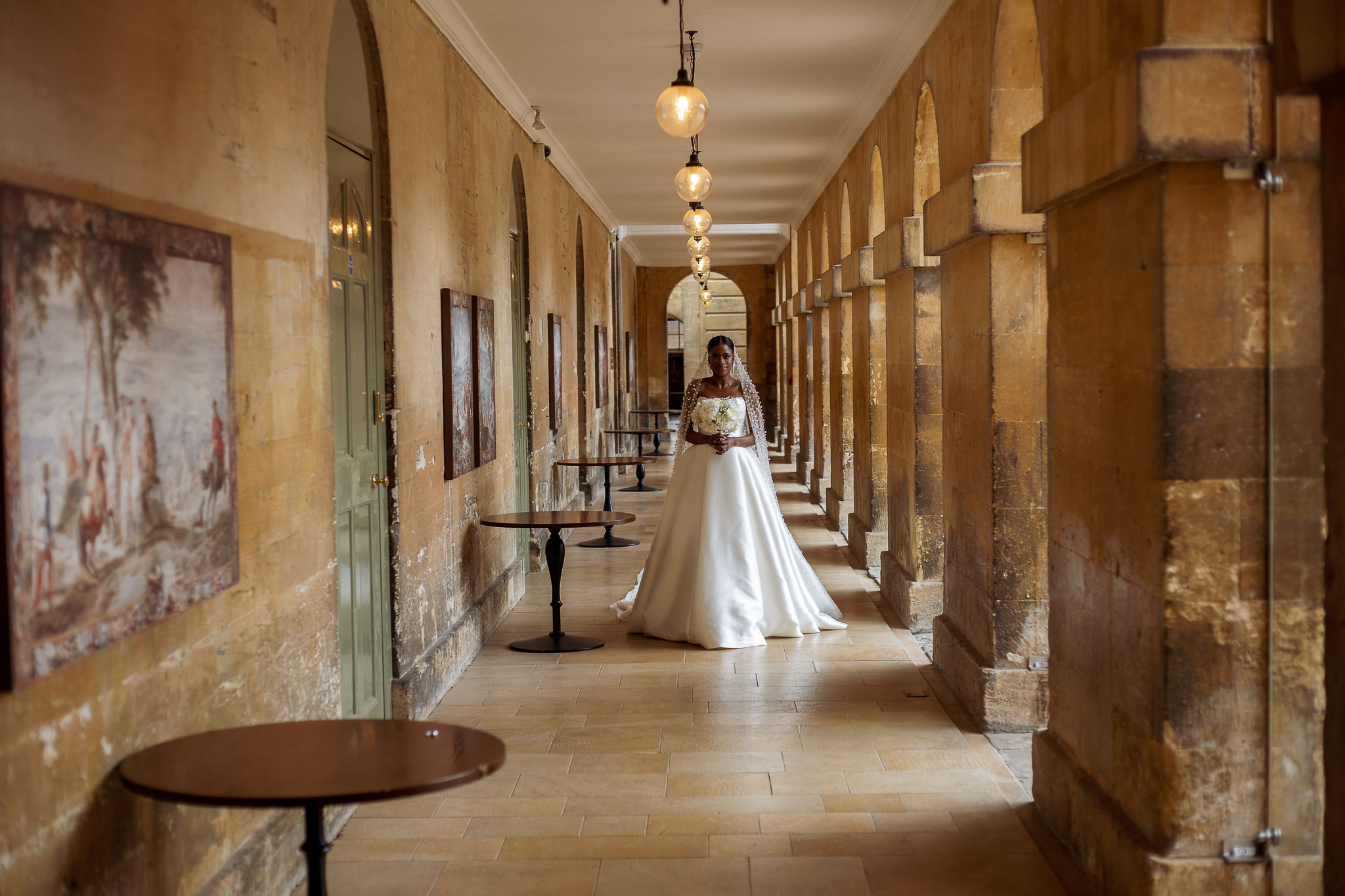 bride walking at Blenheim Palace