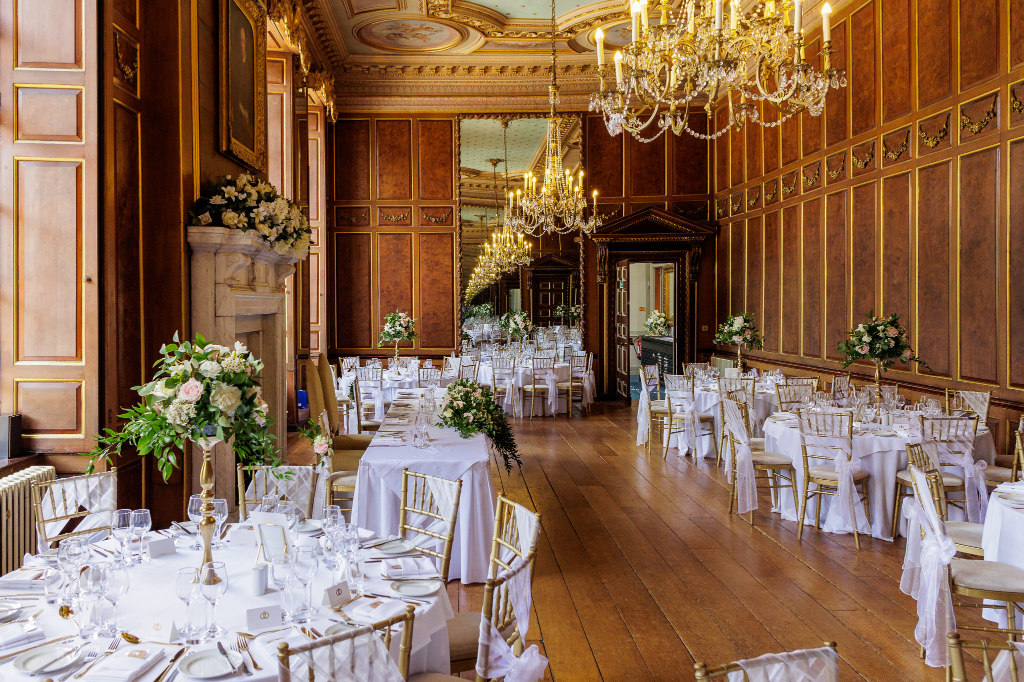 view of the wedding breakfast room at Gosfield Hall
