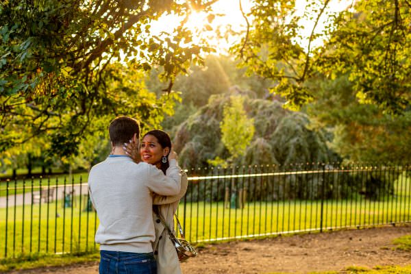 London Proposal Photo of the couple hugging