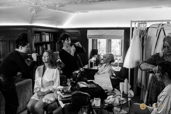 bridal party getting ready for their wedding in Norfolk