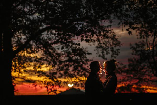 Golden hour photos after the proposal in Hyde Park